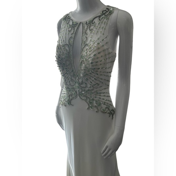 JVN by Jovani White and Green Long Sleeve Dress - Picture 9 of 9